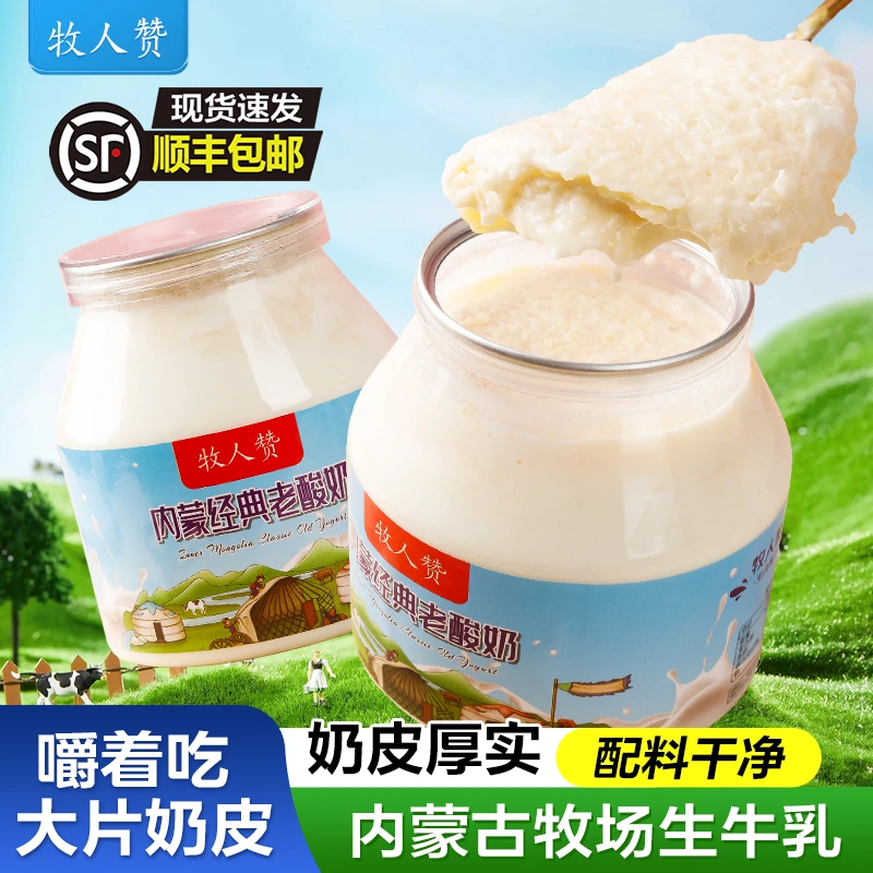 内蒙古草原牧场生牛乳发酵新日期正宗奶皮子酸奶官方正品早餐酸奶