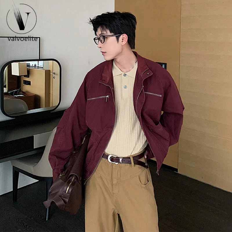 VALVOELITE巴恩风立领夹克外套男装新款时尚上衣春秋潮牌百搭外衣