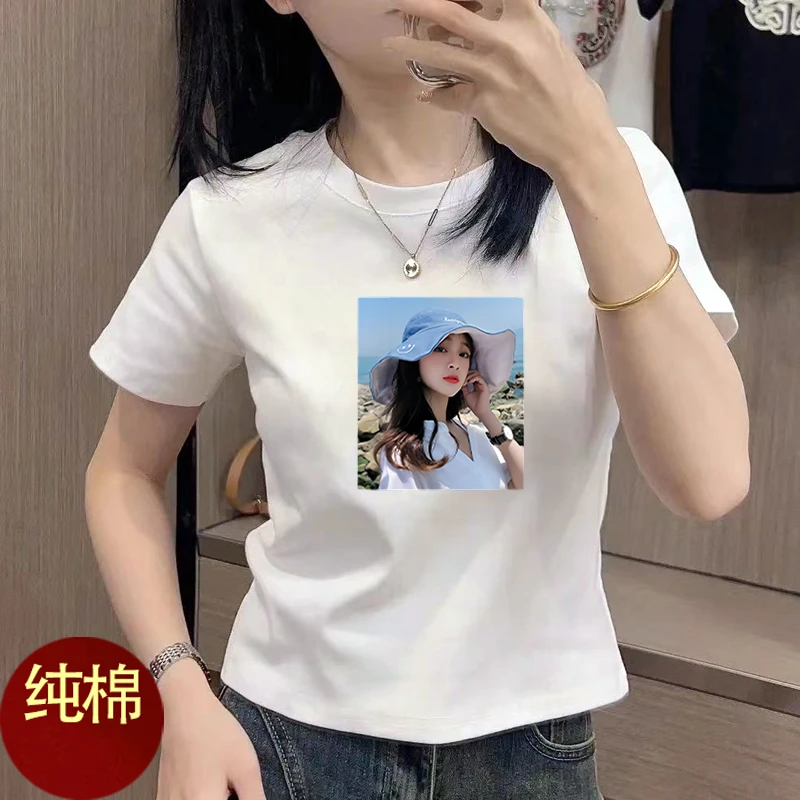 纯棉印花短袖t恤女夏季新款宽松百搭显瘦短款女士小个子打底上衣