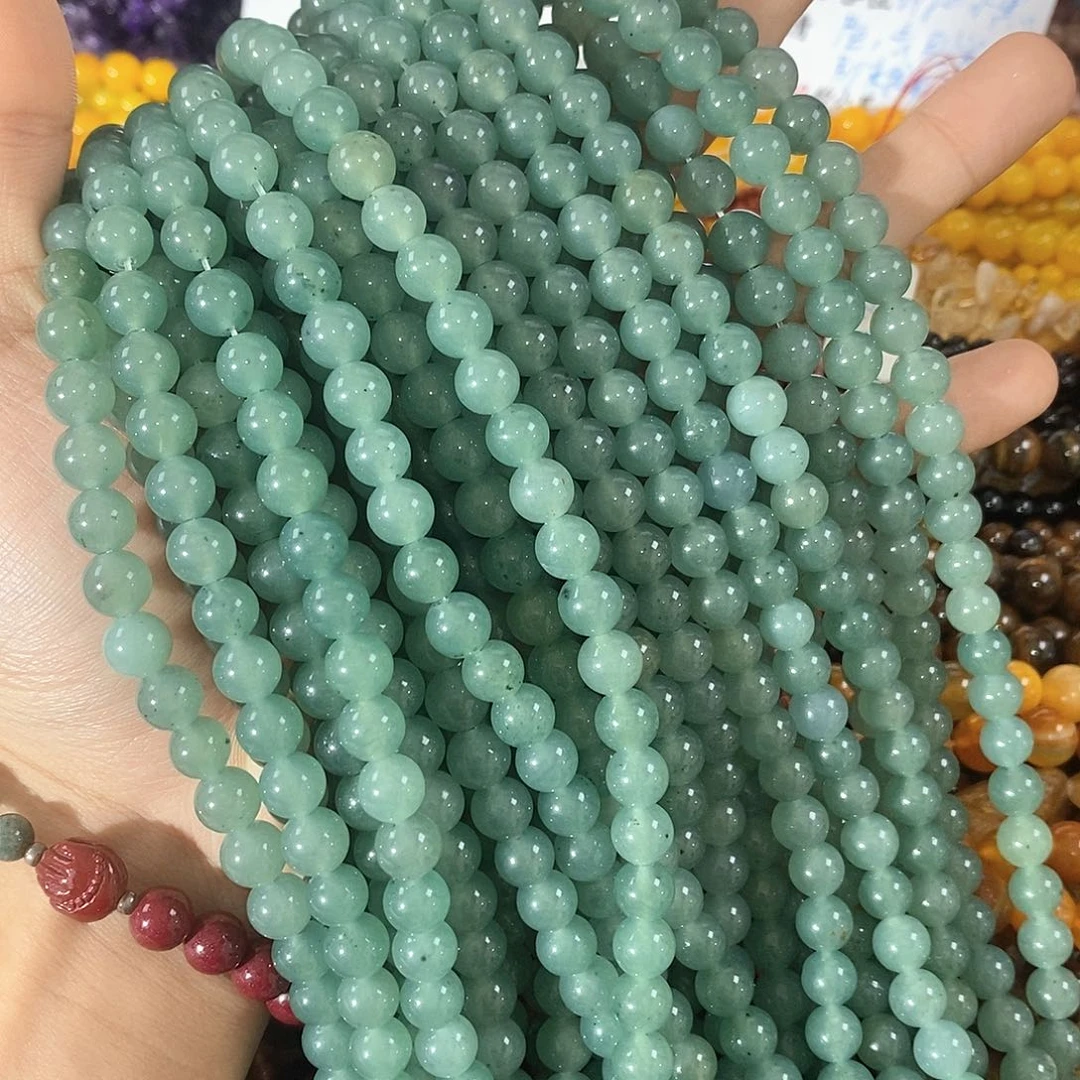 玛瑙/玉髓合金珠宝半成品两条天然8mm蓝晴水玉圆珠