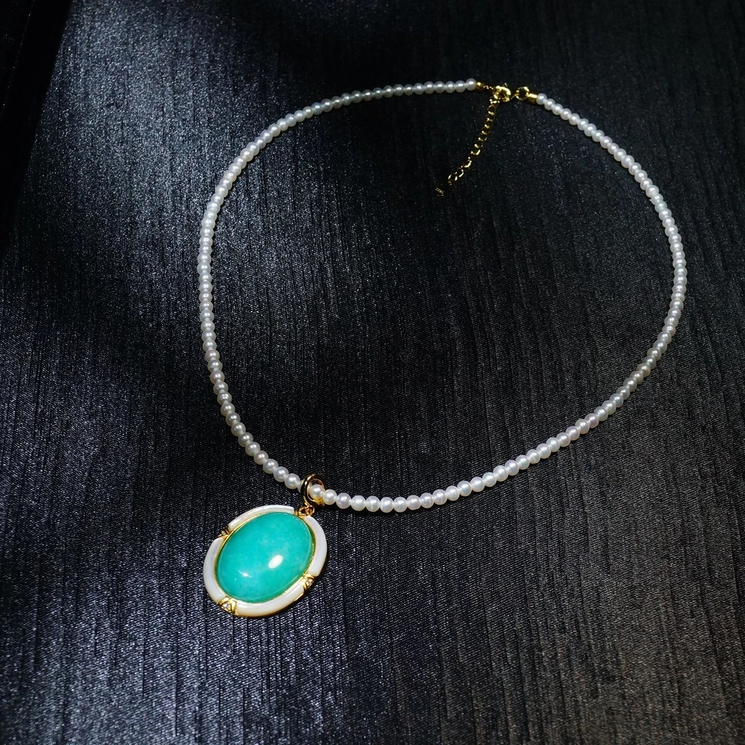 吊坠925银贝壳 小师妹【天河】新款蝶贝镶嵌银吊坠项链时尚大气富贵