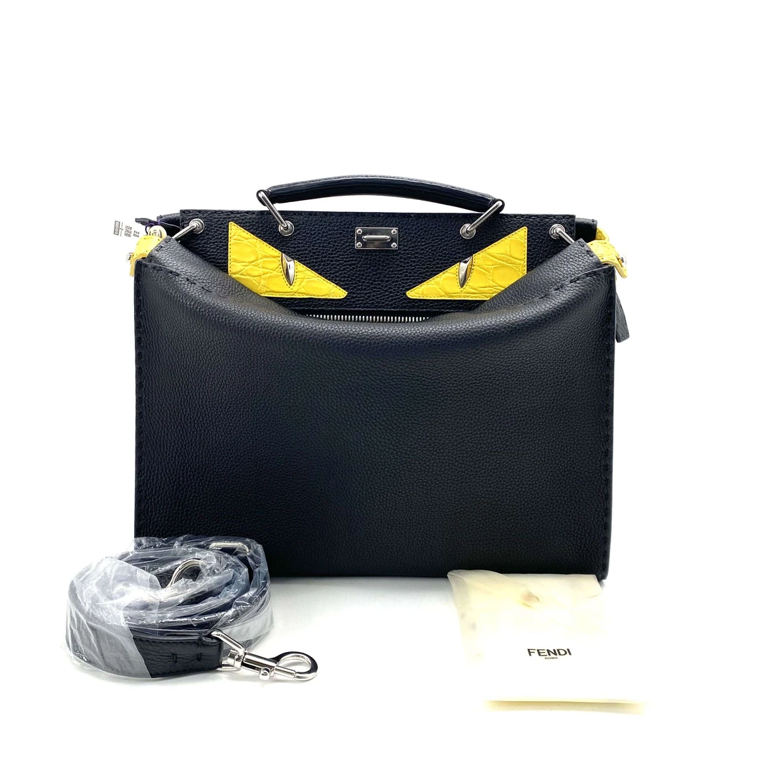 99新 FENDI/芬迪 闲置限量拼稀有皮小怪兽公文包 尺寸37/29