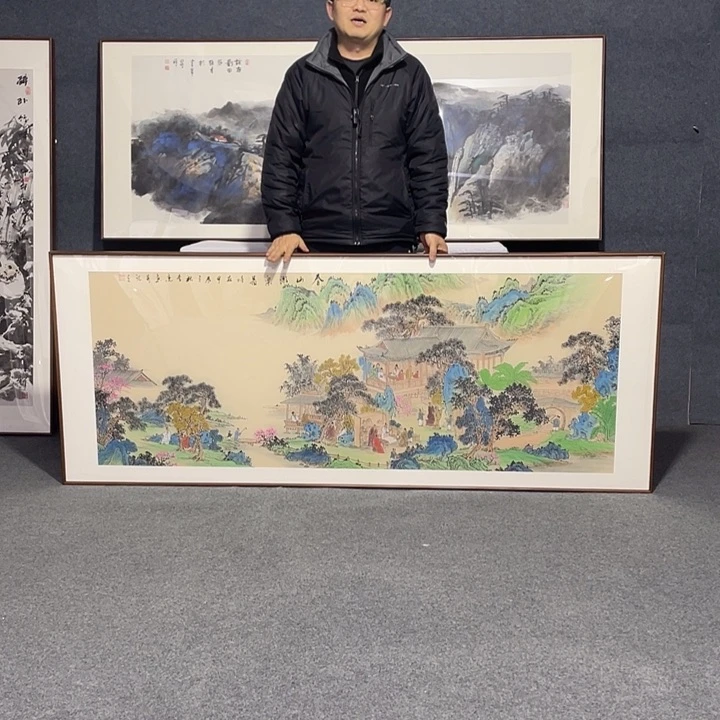 国画手绘画作带框发货