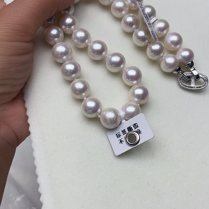 淡水珍珠银S925镶嵌颈饰卡12➕高品极光白炫彩收藏级毕业级