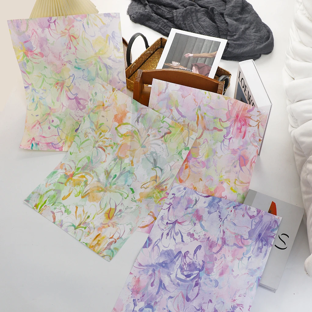 浪漫缤纷油画风鲜花包装纸碎花手工礼品花束搭配资材花店材料