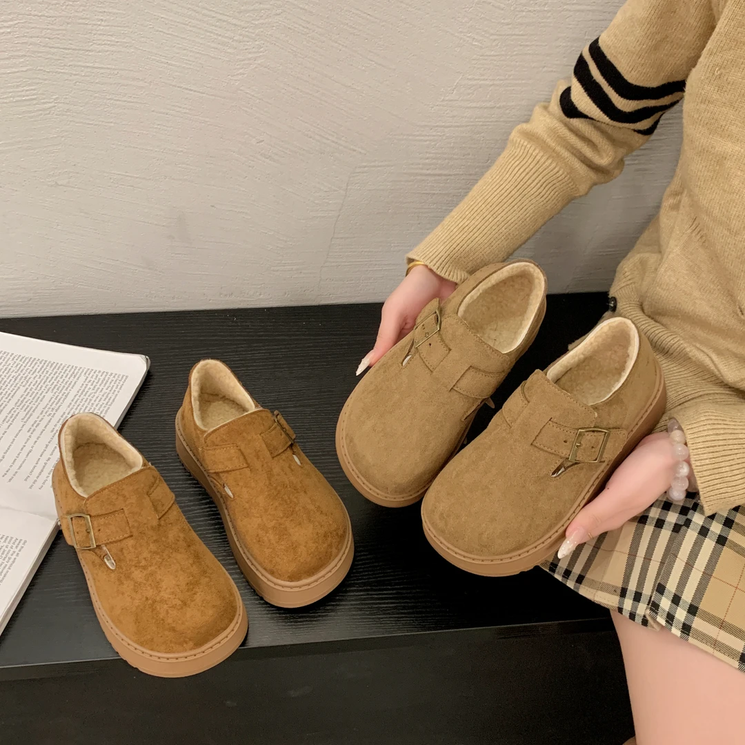 厚底勃肯鞋半拖鞋女外穿2025新款网红百搭加绒半拖单鞋博肯鞋子