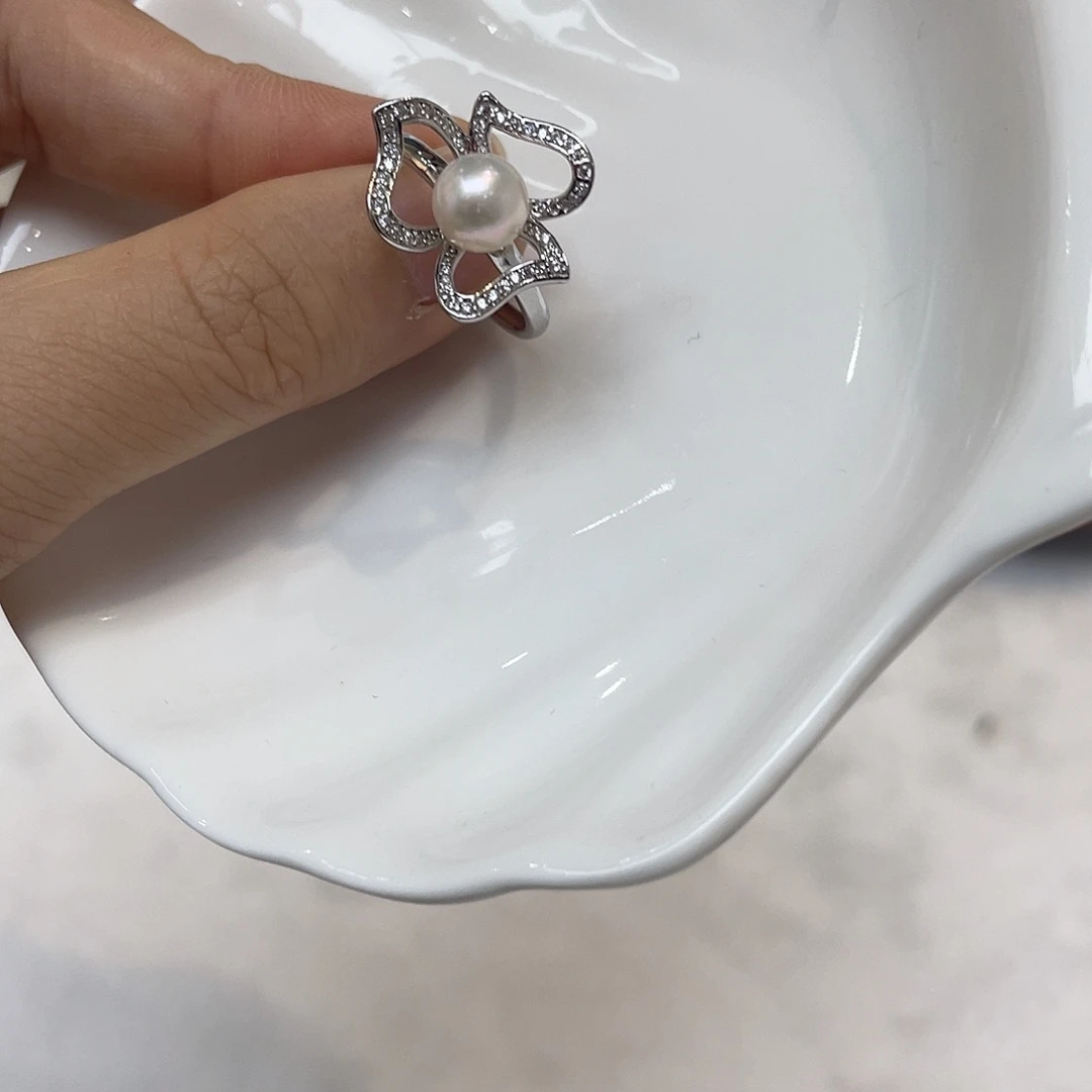 银S925镶嵌戒指海水珍珠