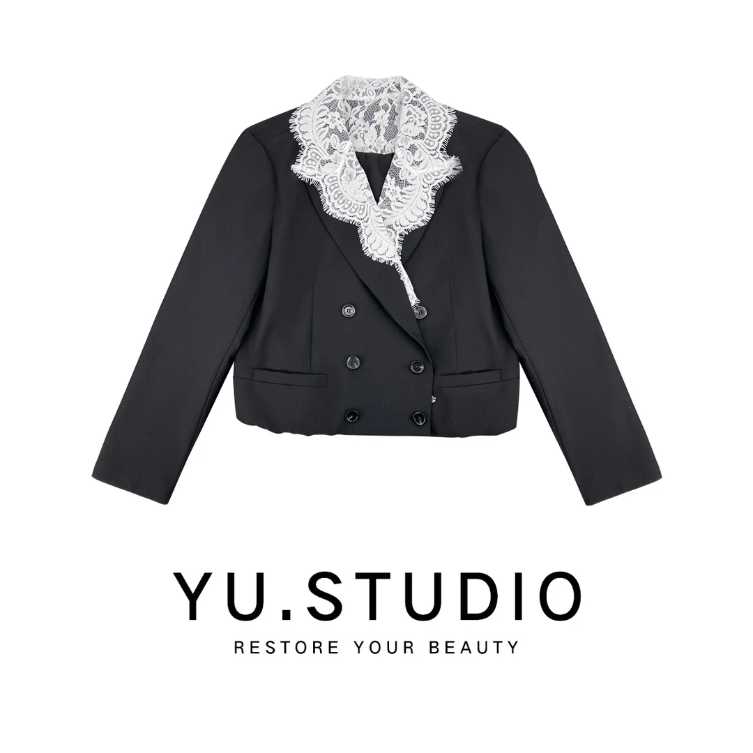 方和屿.单排扣常规蕾丝拼接常规款女西装时尚长袖网红百搭88002