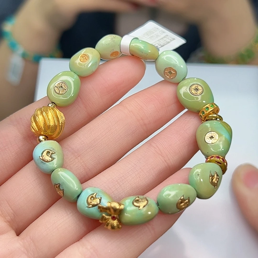 绿松石珠宝奇石18K金镶嵌