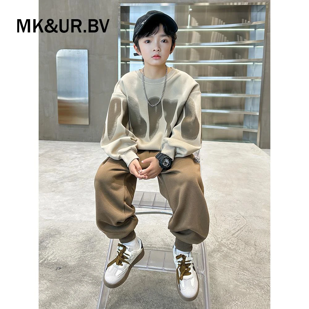 MK&UR.BV男童秋季套装2025新款男孩洋气时髦休闲潮酷痞帅卫衣童装