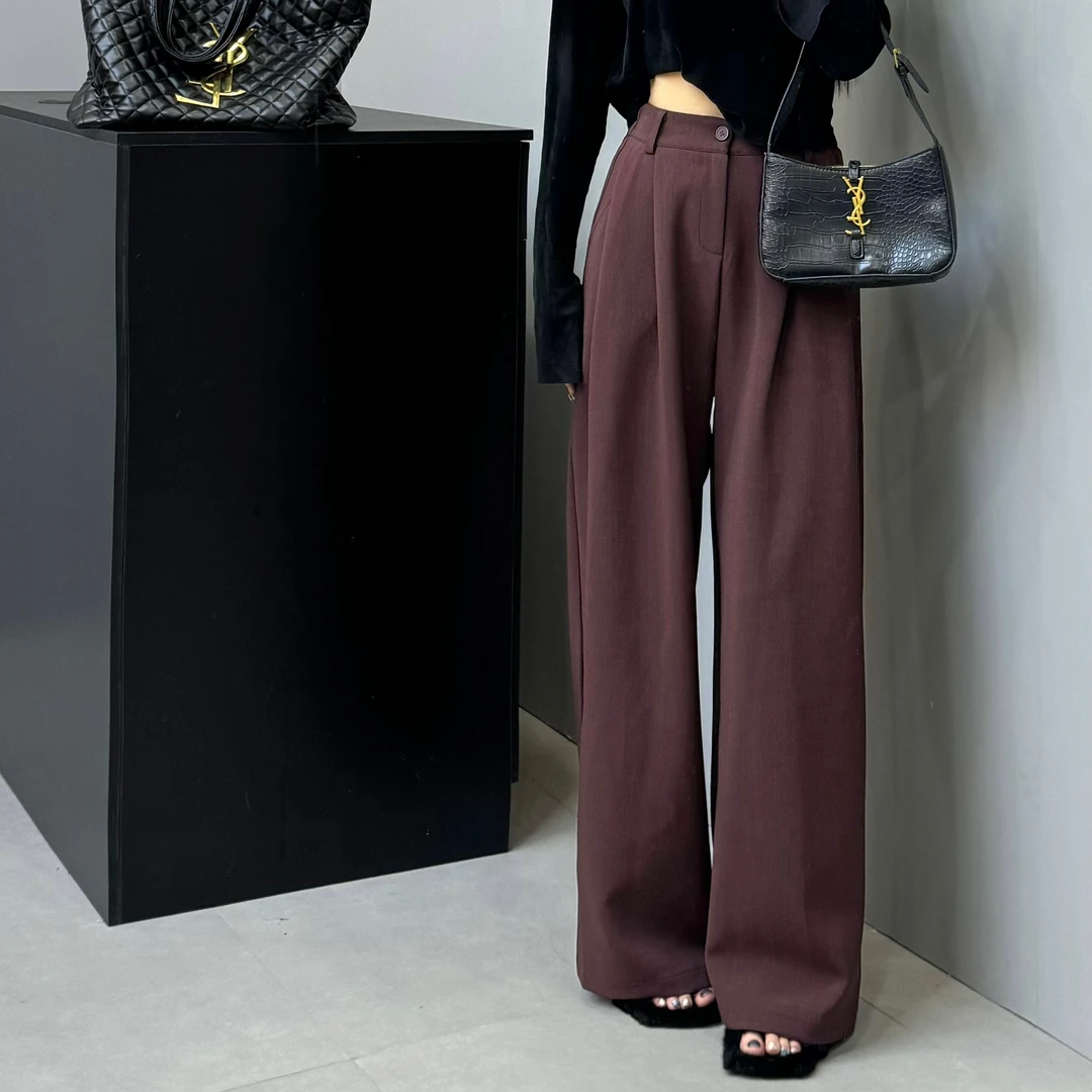 韩版东大门时尚高腰显瘦阔腿裤秋季新款垂感舒适百搭休闲长裤8132