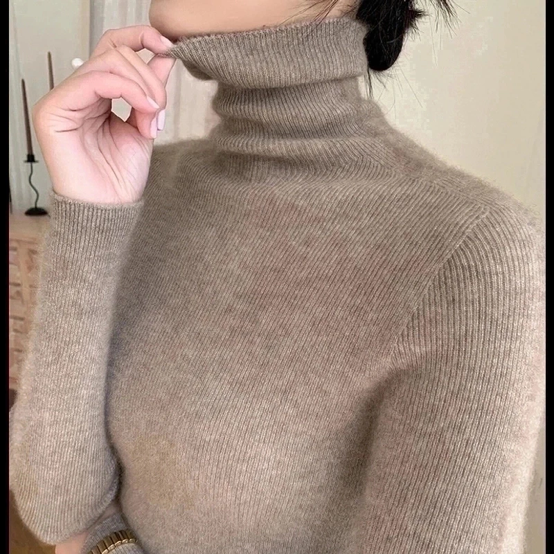超柔软打底衫修身长袖高领针织衫秋冬显瘦套头堆堆领
