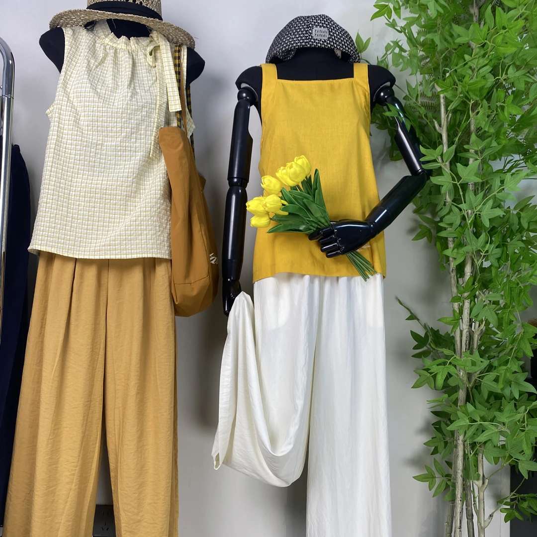夏季新款减龄纯色方领后背绑带无袖吊带背心女