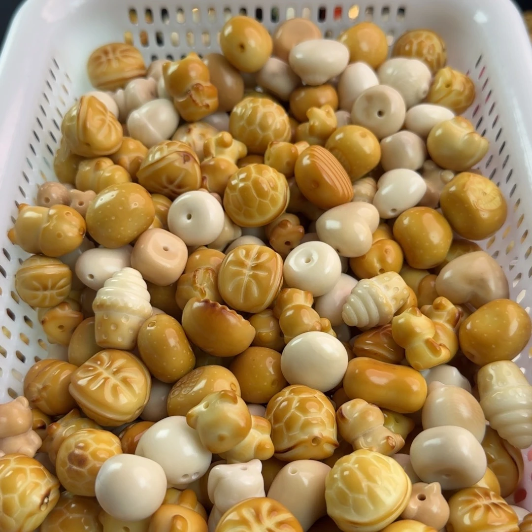 手串菩提根/象牙果微瑕牙果雕刻件100颗混批发