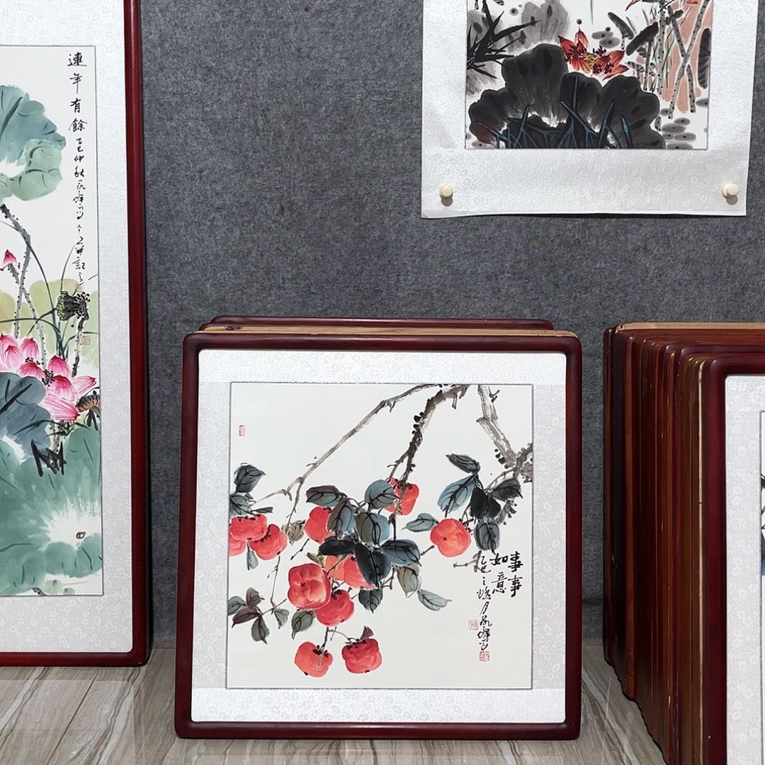国画书画作品带框63×63