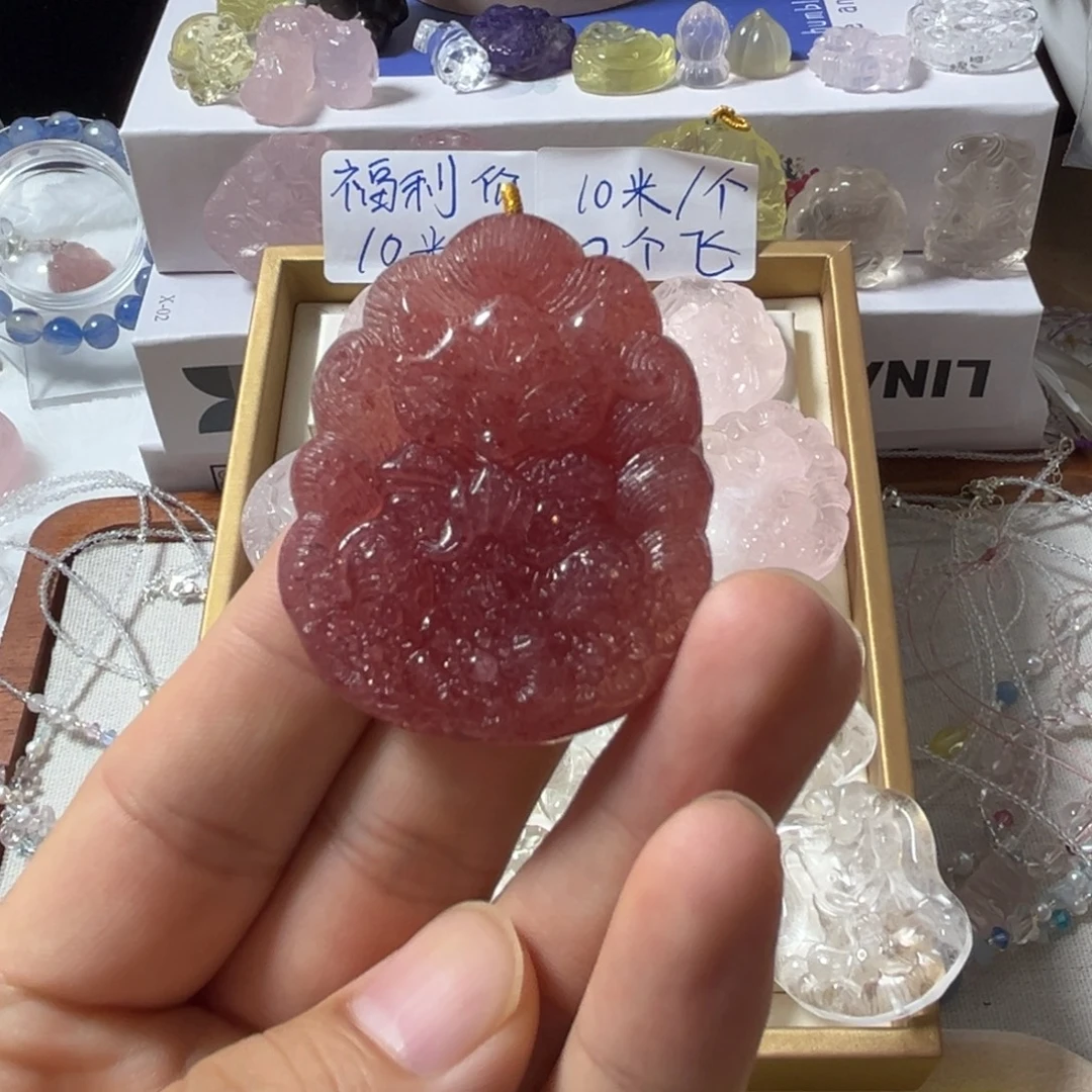 吊坠(不含链)水晶未镶嵌草莓晶许愿狐