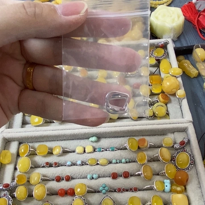 蜜蜡裸石银S925镶嵌耳扣