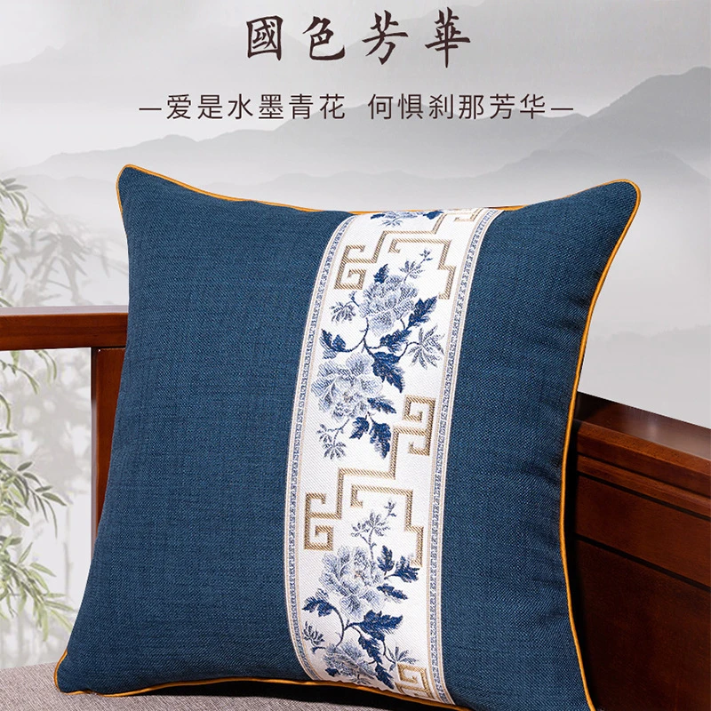 中式客厅抱枕红木沙发靠枕床头大靠背垫含芯靠垫套中国风腰批发