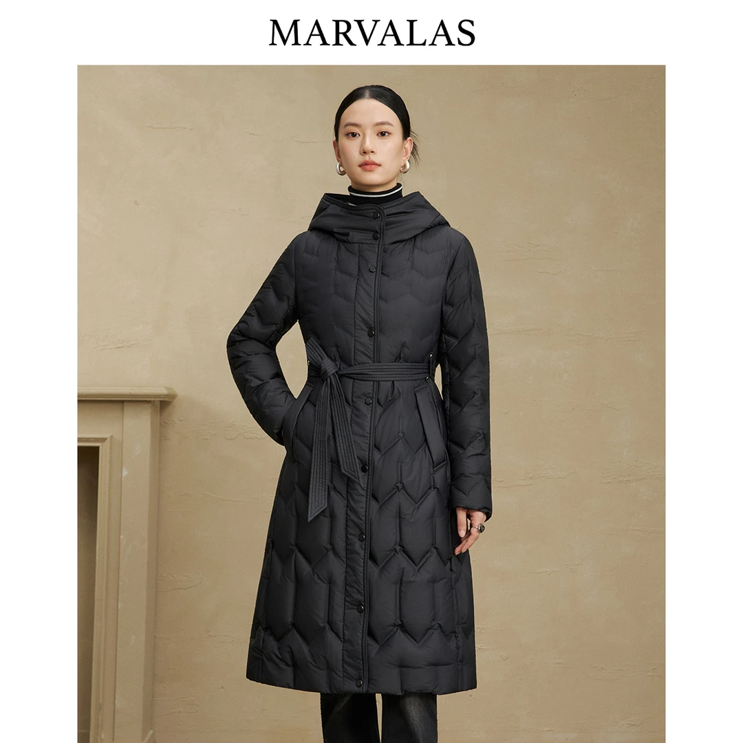 【众心专属】羽绒服冬季时尚连帽收腰蓬松轻盈长款保暖外套