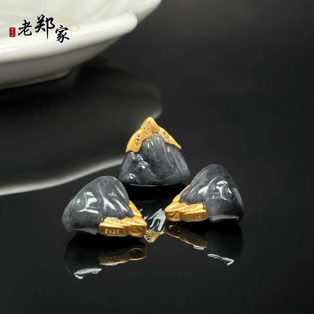 【老郑家】925银和田玉吊坠 3469 多样性发1件 约17*19*10mm