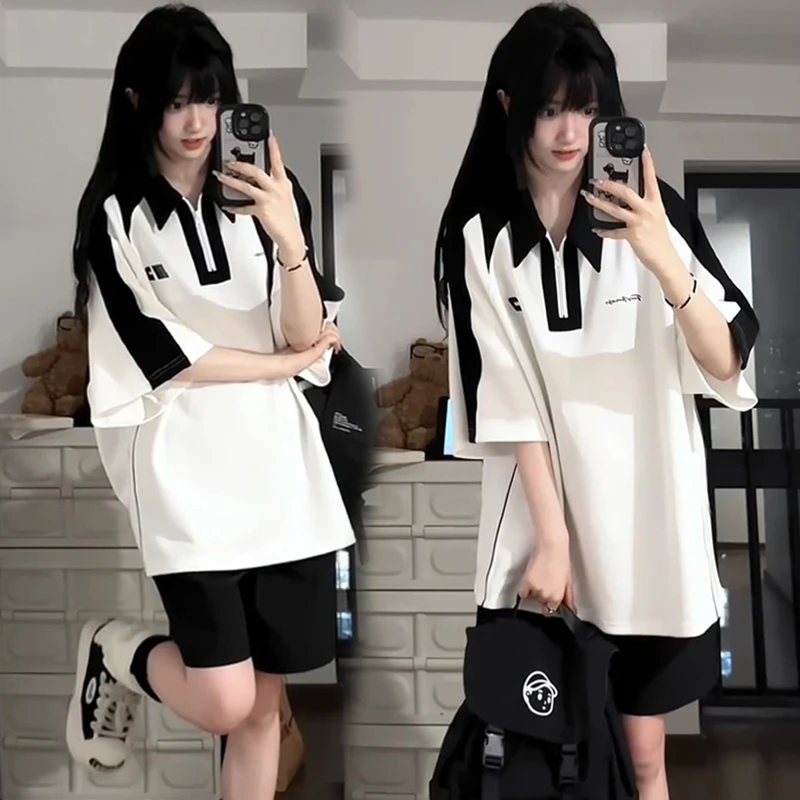 休闲运动套装女装2025新款爆款韩系慵懒风宽松五分短裤夏季一整套