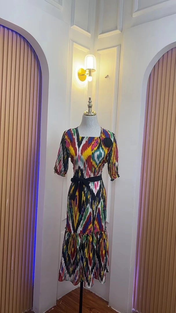 新疆艾提莱斯夏天高腰收腰宽松裙子时尚新款民族风