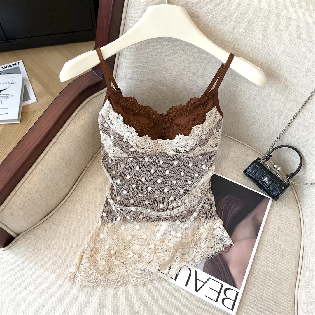 性感网纱假两件抹胸美背女夏季新款辣妹外穿一体式胸垫吊带