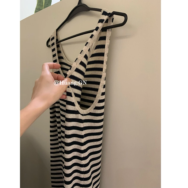 (清清)条纹针织背带裙-0793