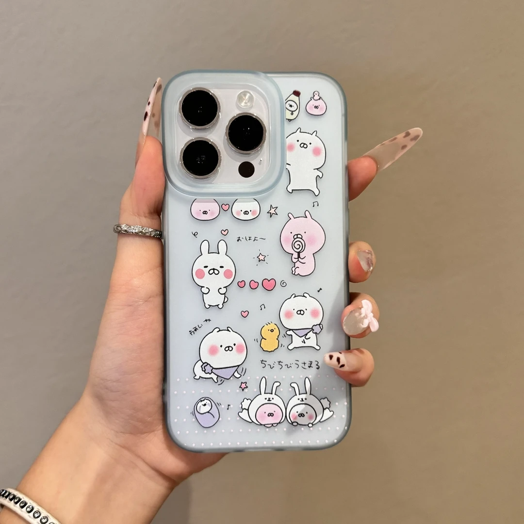 兔丸宝宝适用苹果17PROMAX手机壳iPhone15大孔14磨砂13高级感16