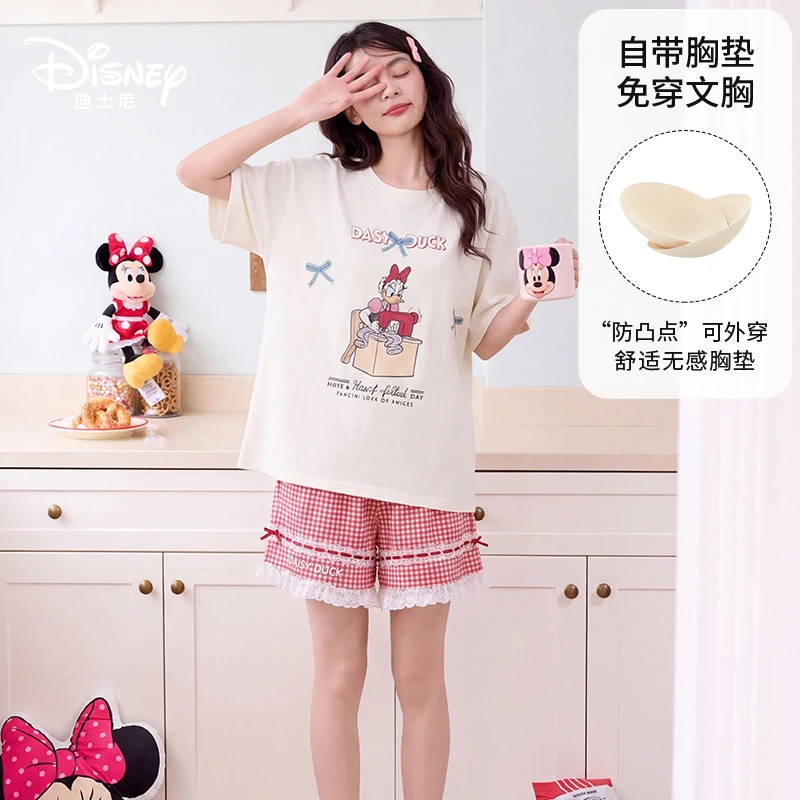 Disney/迪士尼夏季新款短袖短裤带胸垫可爱甜美舒适家居服0314