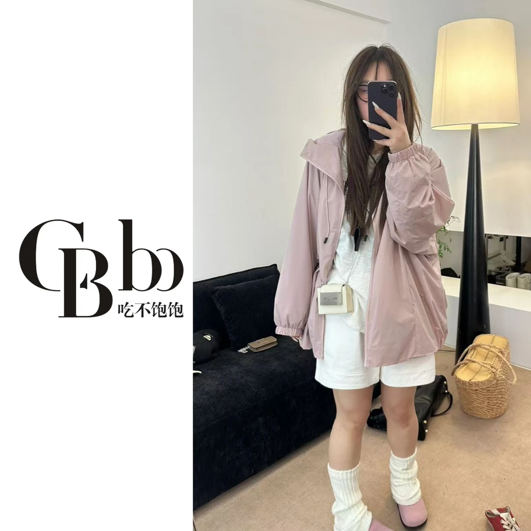 【吃不饱饱】大码 吉普赛少女 复古工装连帽冲锋衣设计感夹克85088