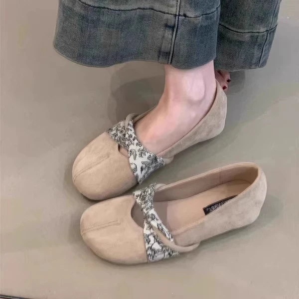 【DR设计师联名款】新中式浅口圆头芭蕾舞鞋女一脚蹬晚风平底鞋百