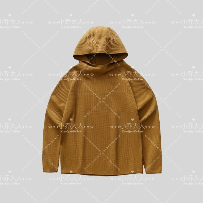 【暖绒知意】秋冬情侣款华夫格连帽卫衣/时尚纯色通勤打底衫C2589