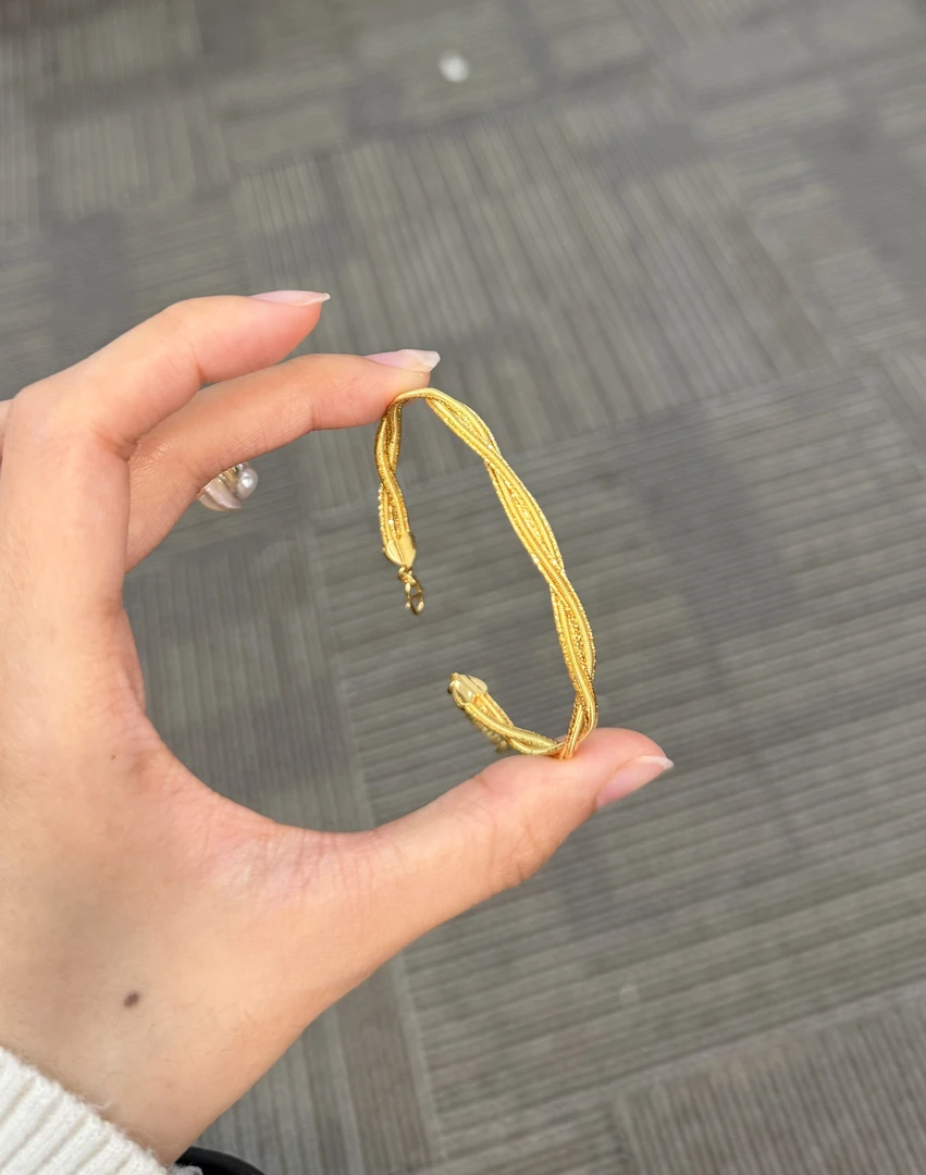 足金999 麻花满天星手镯链 10.75