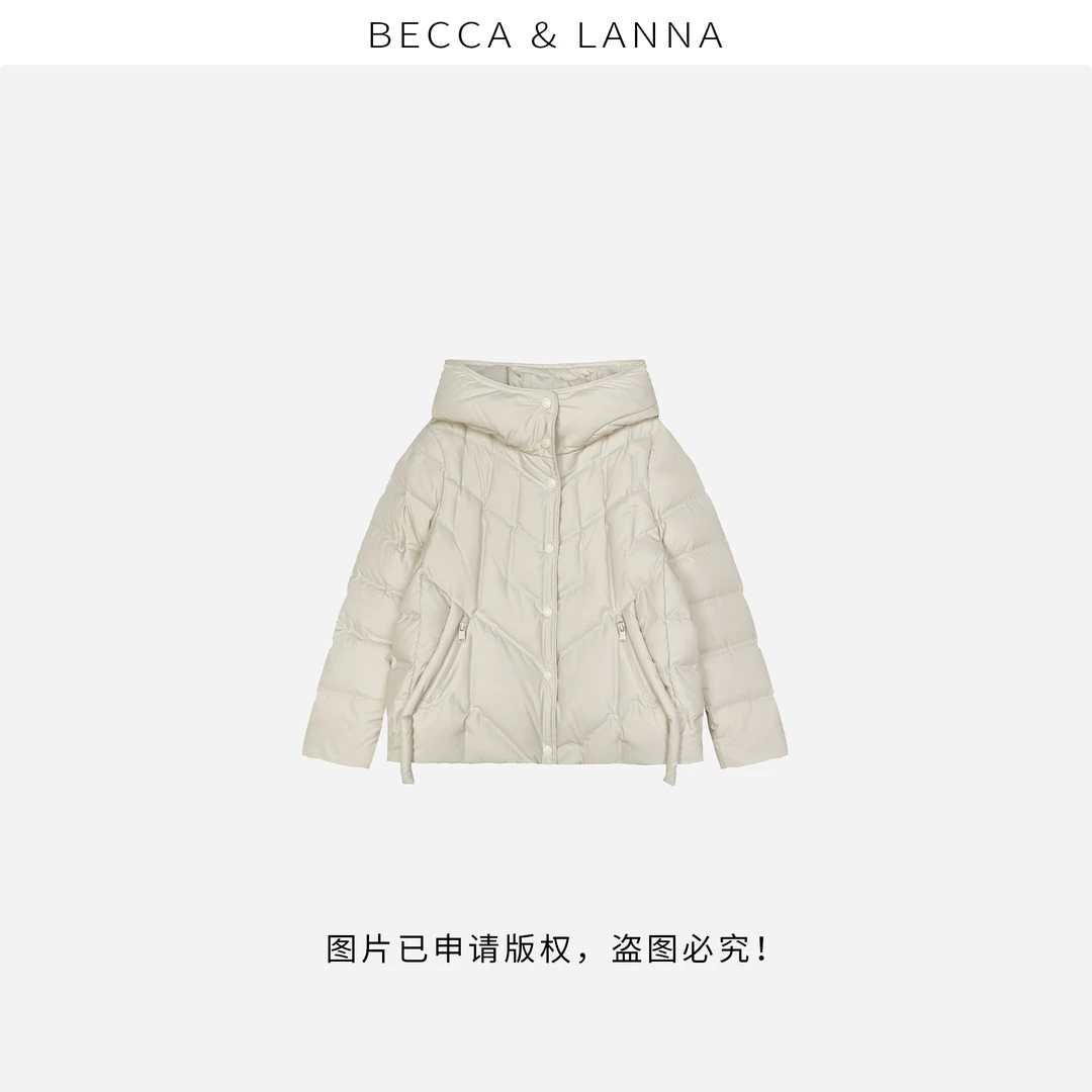 D0249 硬货哥女士保暖百搭简约设计感磁吸连帽90白鹅绒羽绒服女装