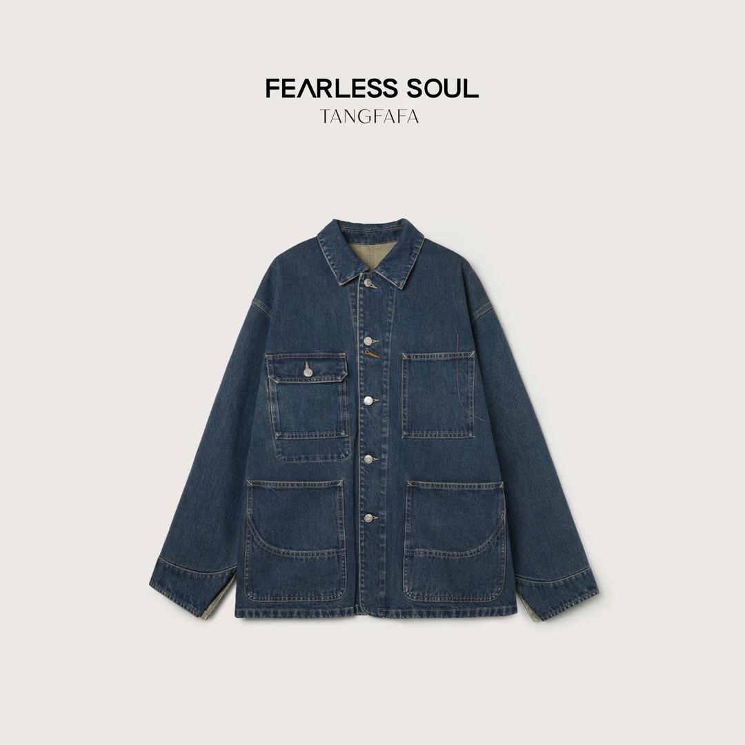 唐发发TFF小众复古酵洗多口袋翻领设计百搭牛仔外套女 825FW518 *