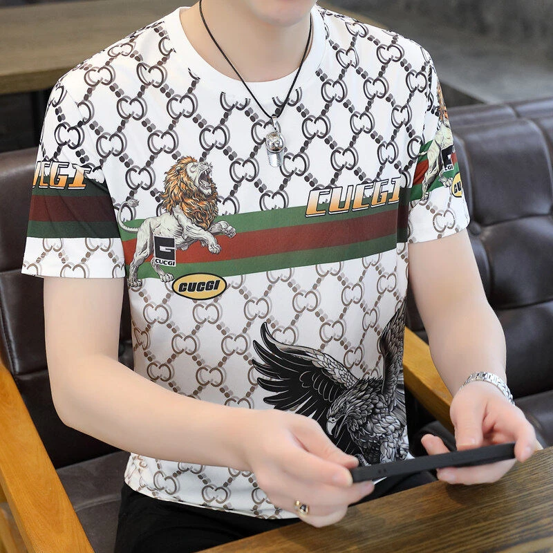 欧版夏季雄鹰男士欧版潮流时尚百搭短袖休闲帅气圆领韩版半袖上衣