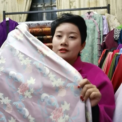 蚕丝1米零头宋锦布料粉