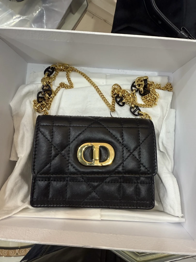 99新 DIOR/迪奥 迪奥黑金 迷你caro链条斜挎包