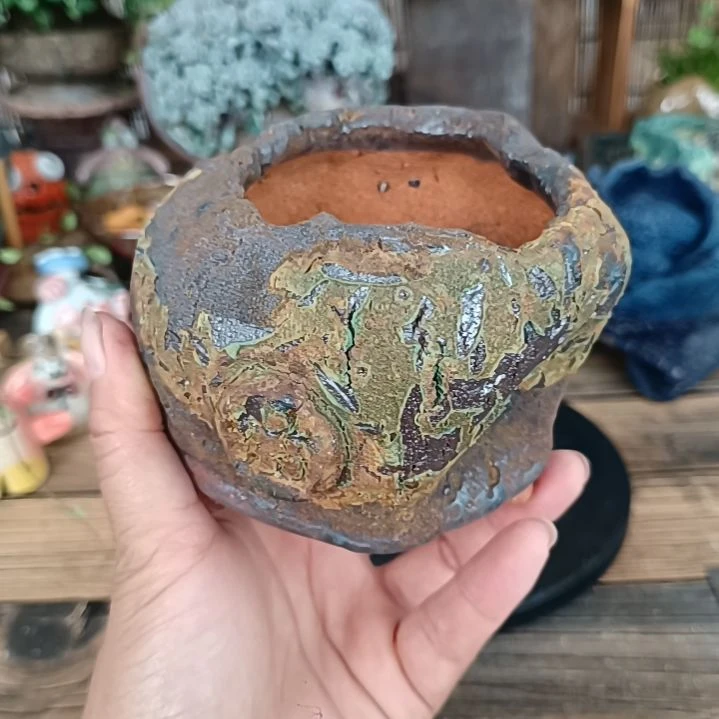 手工粗陶高温花盆