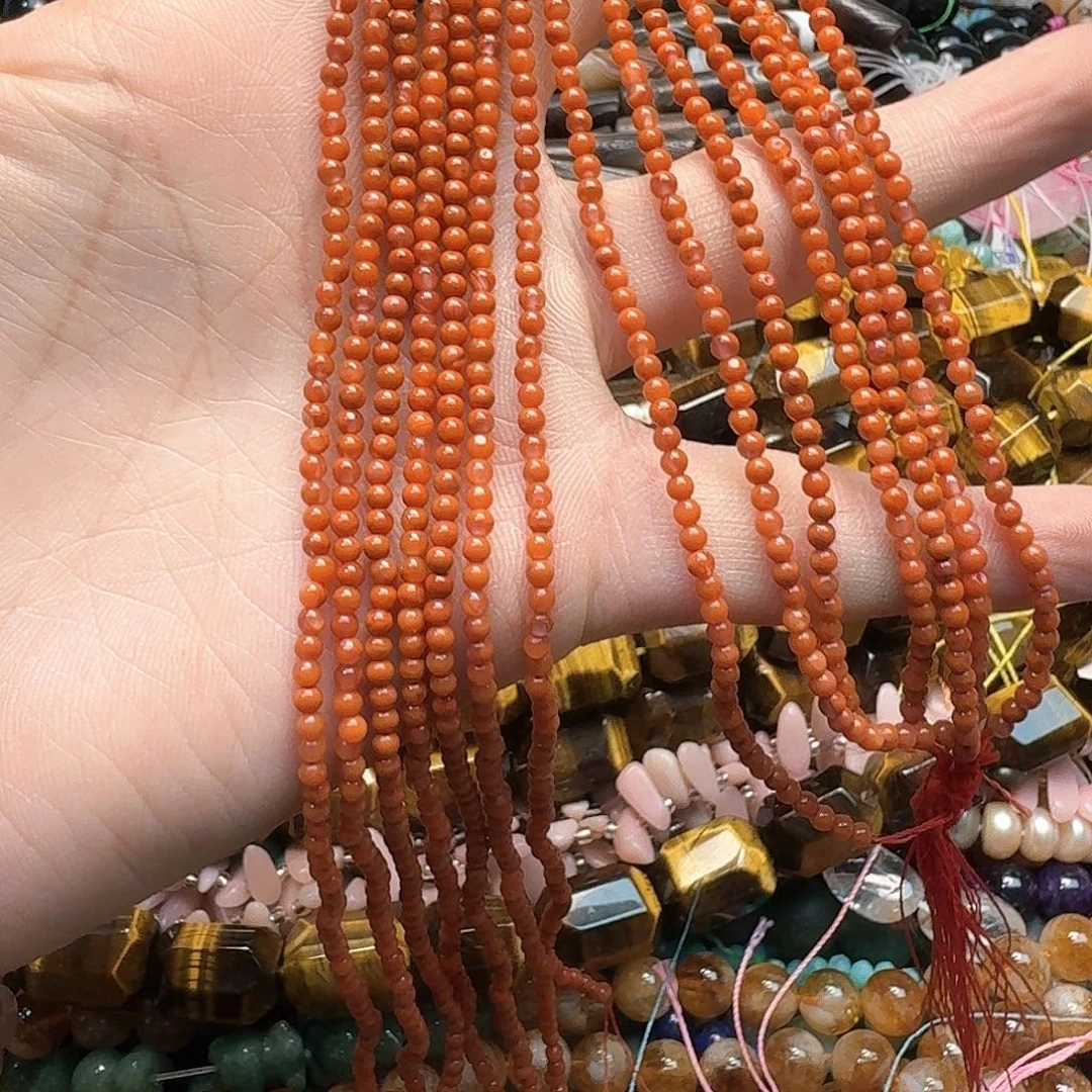 玛瑙/玉髓未镶嵌珠宝半成品一条3mm南红