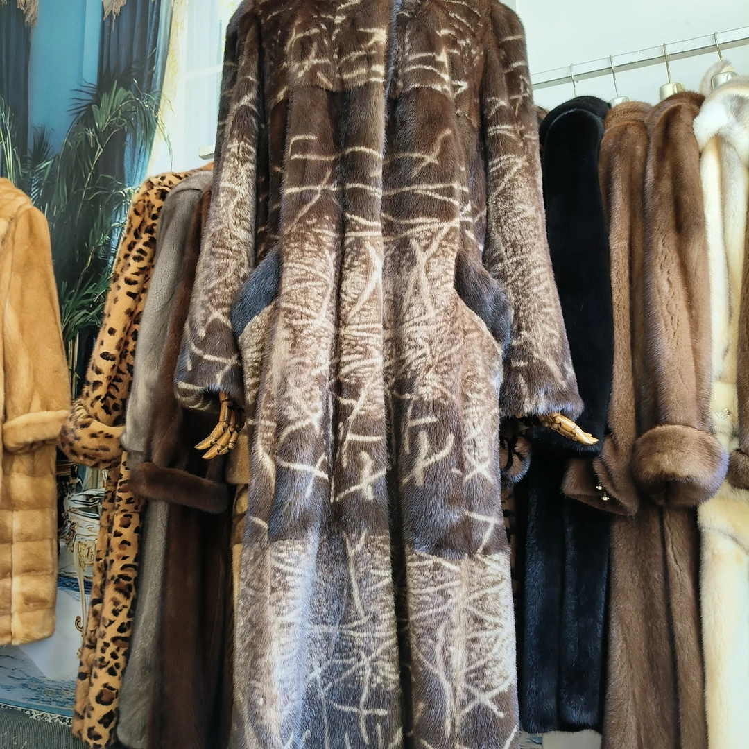 貂皮大衣女花皮整貂领款长款大码 胸围116衣长119