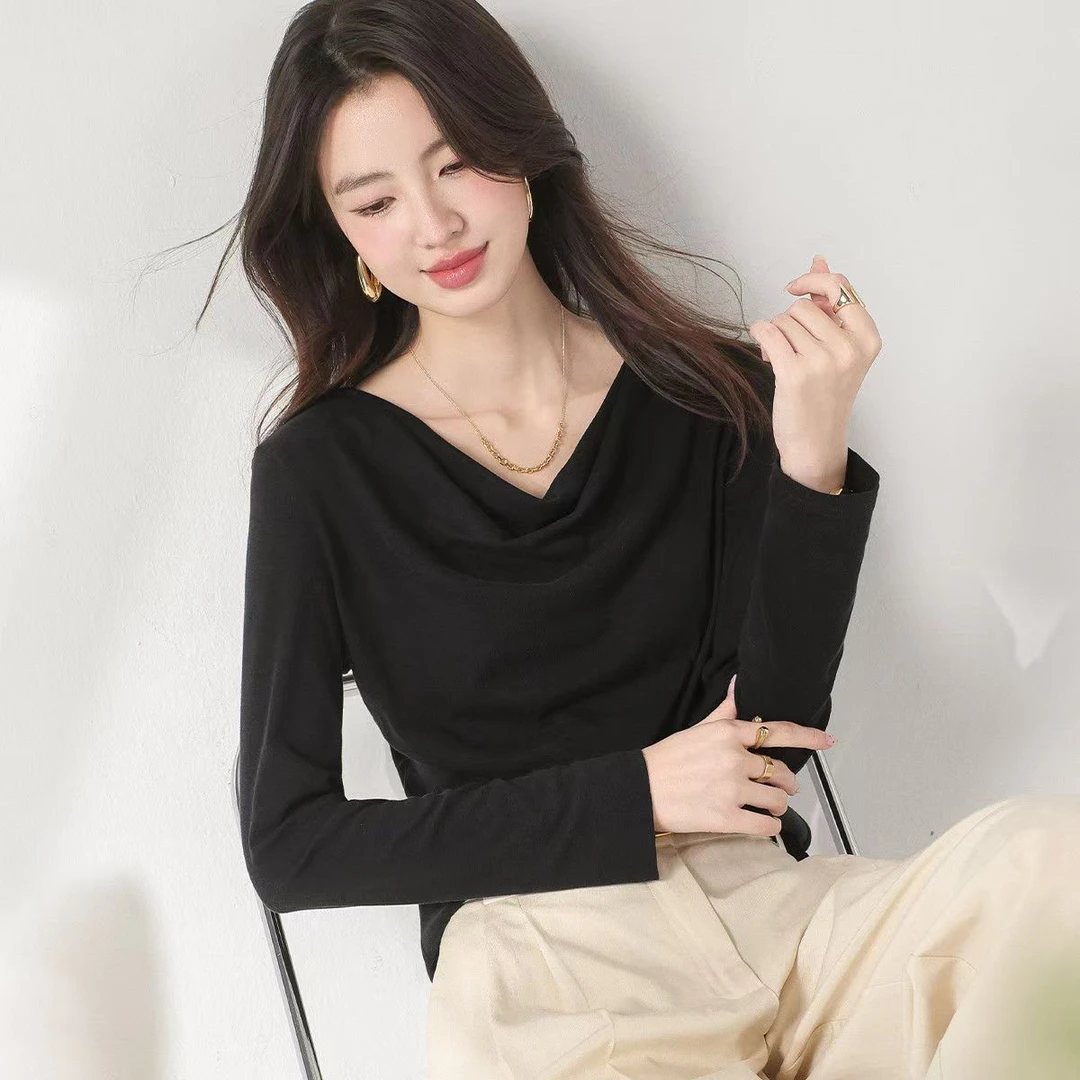 012 堆堆领纯色小衫-LL