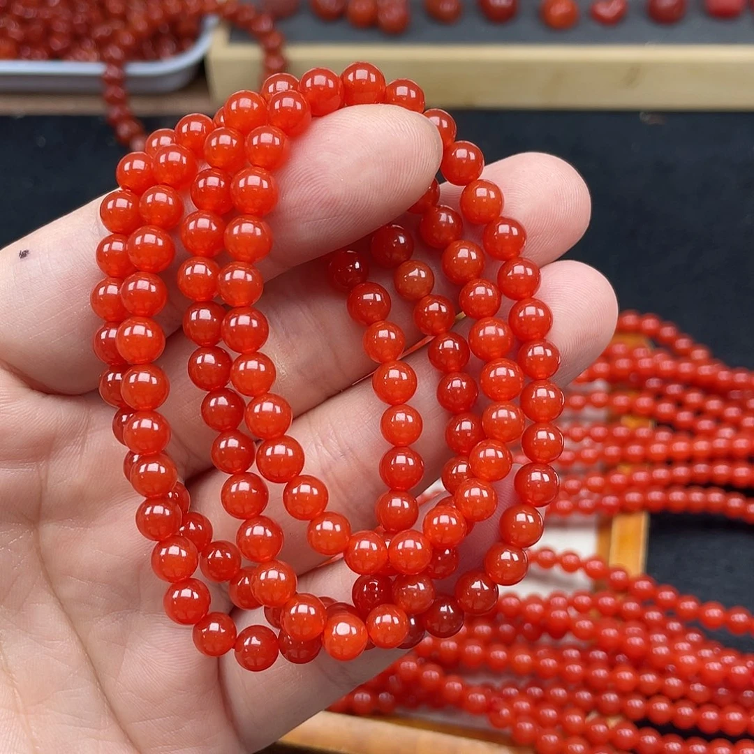 未镶嵌11号保山锦红亮光卡6长链南红玛瑙