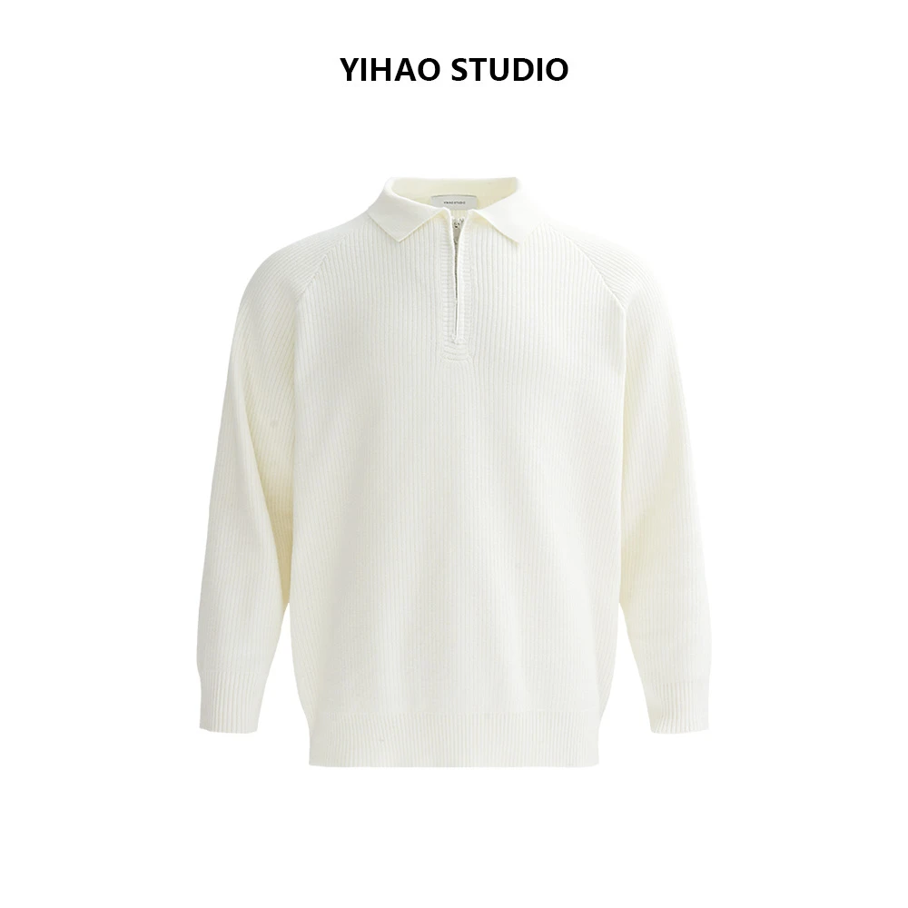 YIHAO STUDIO秋冬男款老钱风高级简约针织衫时尚轻奢百搭POLO毛衣