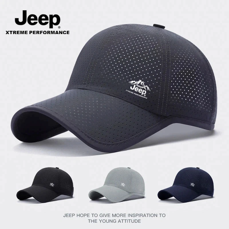JEEP夏季男士防晒棒球帽大头围夏天登山帽运动网帽透气帽子鸭舌帽