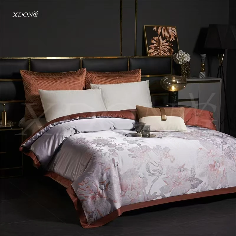 XDONGY（冬云家纺）200*230高精密贡缎鎏金 晴岚如花 羊 绒蛋白冬被