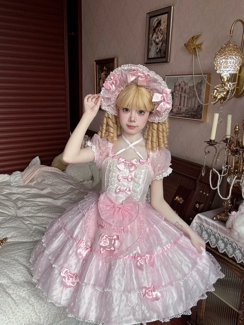 喵喵实体店现货白鸟集艾莉尔纯色古早doll感大小姐lolita纱裙