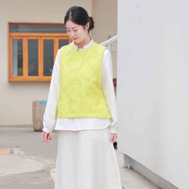 【抖音专属】新中式马甲（25804211-黄白游）