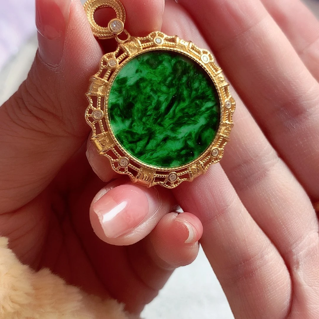 翡翠颈饰银S925镶嵌翡翠